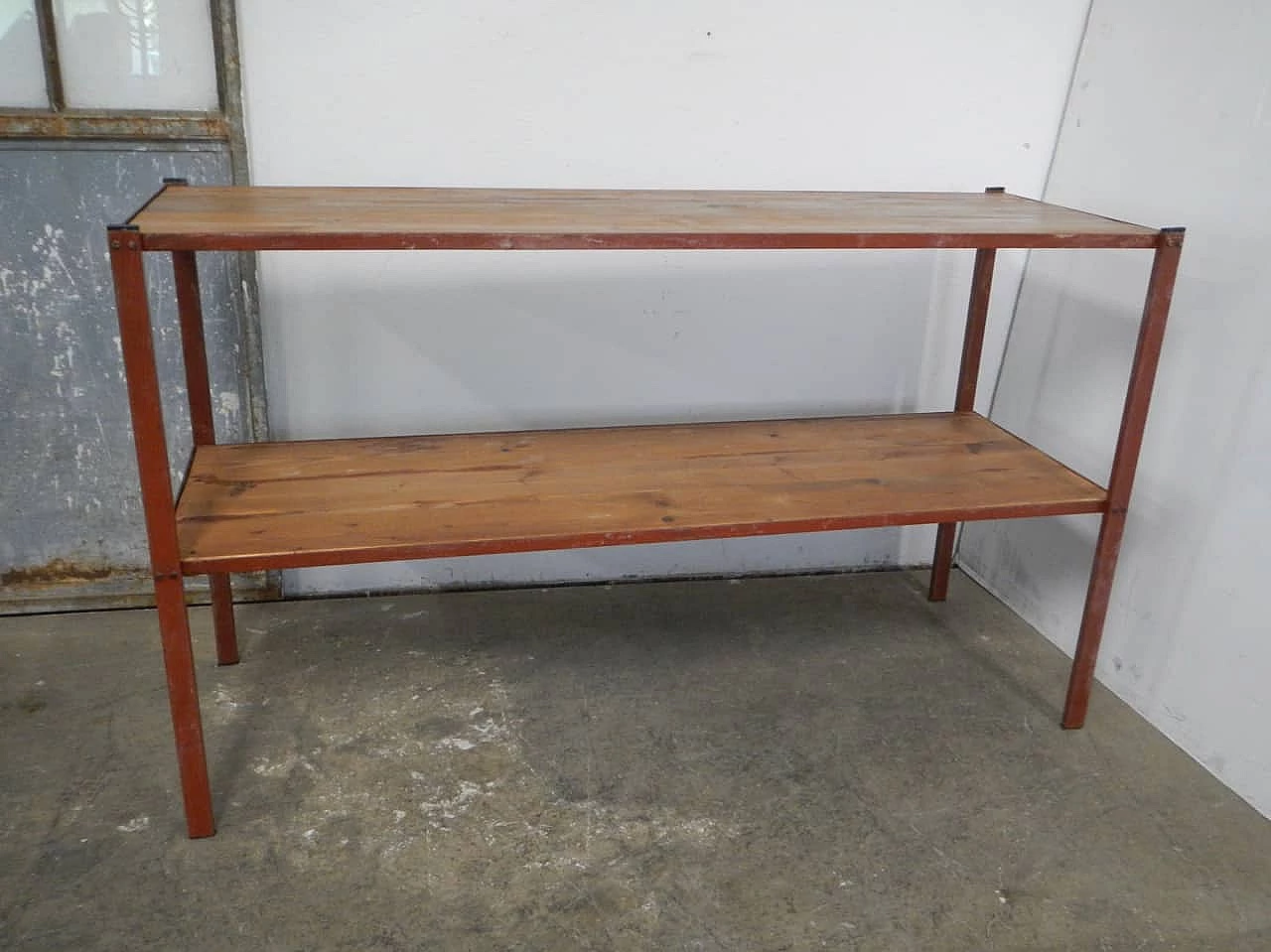 Industrial shelf with shelves in fir, 1960s 10