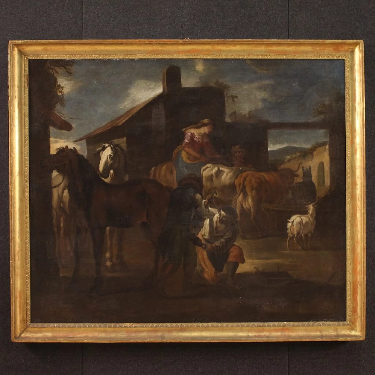 The farrier's shop, oil painting on canvas, 17th century 2