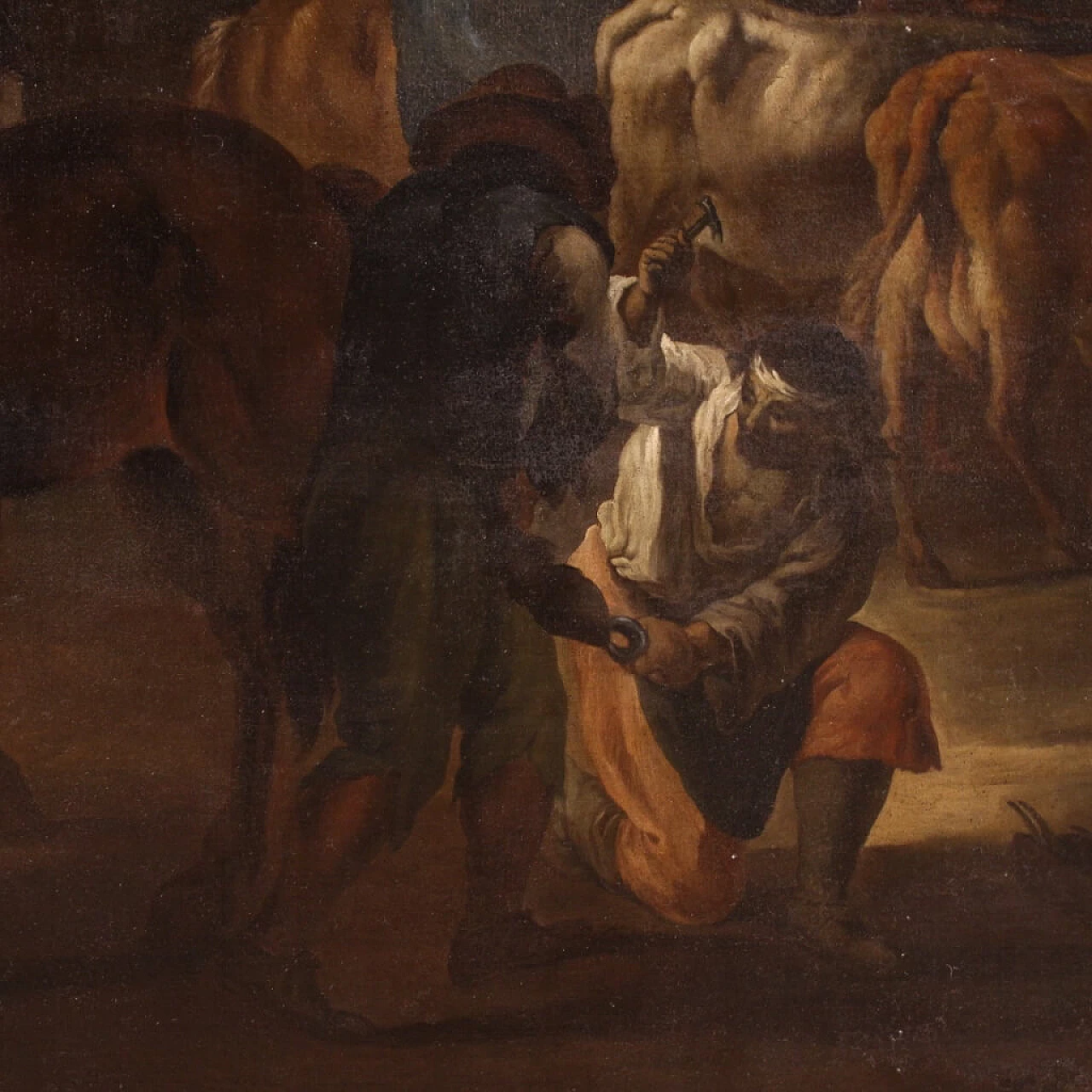 The farrier's shop, oil painting on canvas, 17th century 4