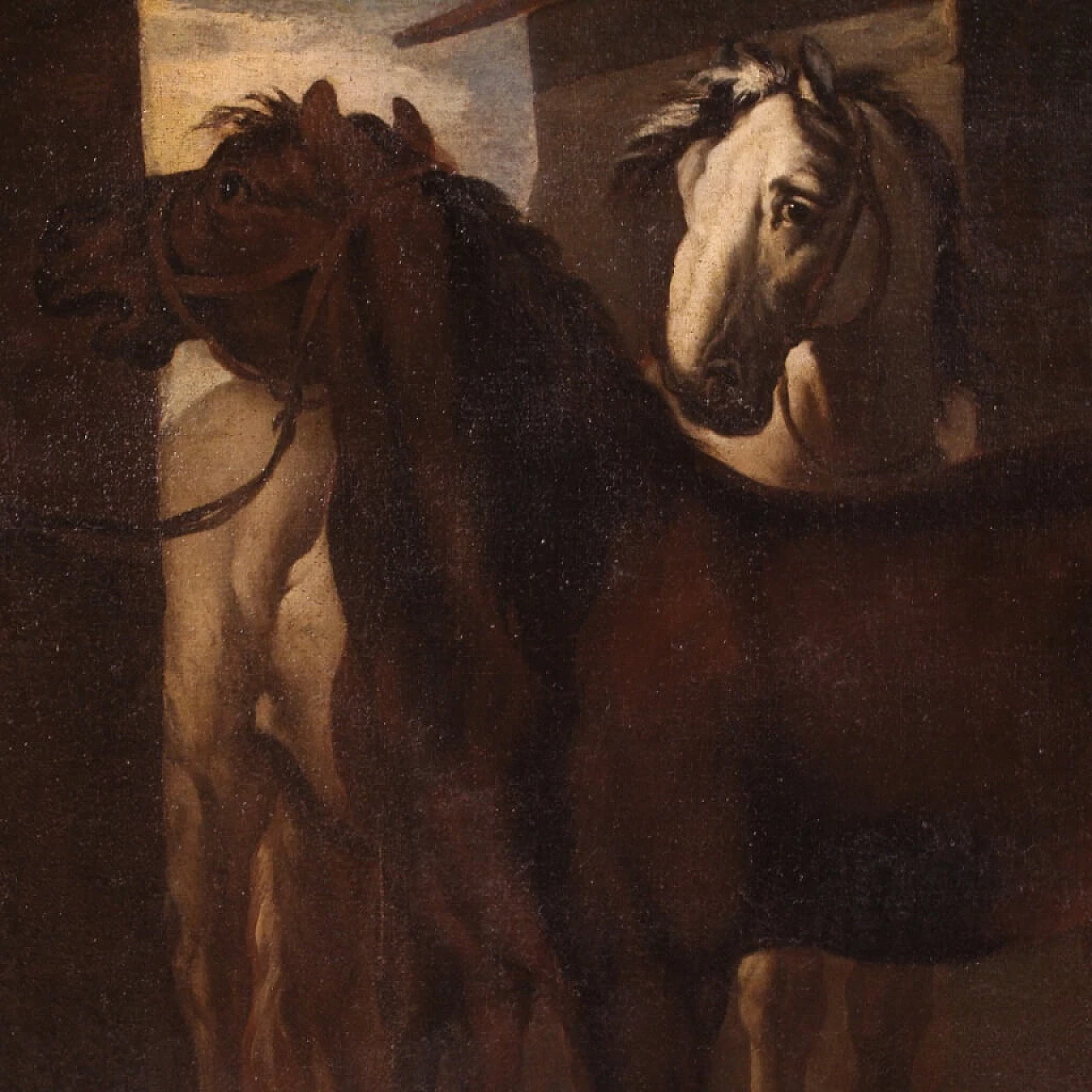 La bottega del maniscalco, dipinto a olio su tela, '600 5