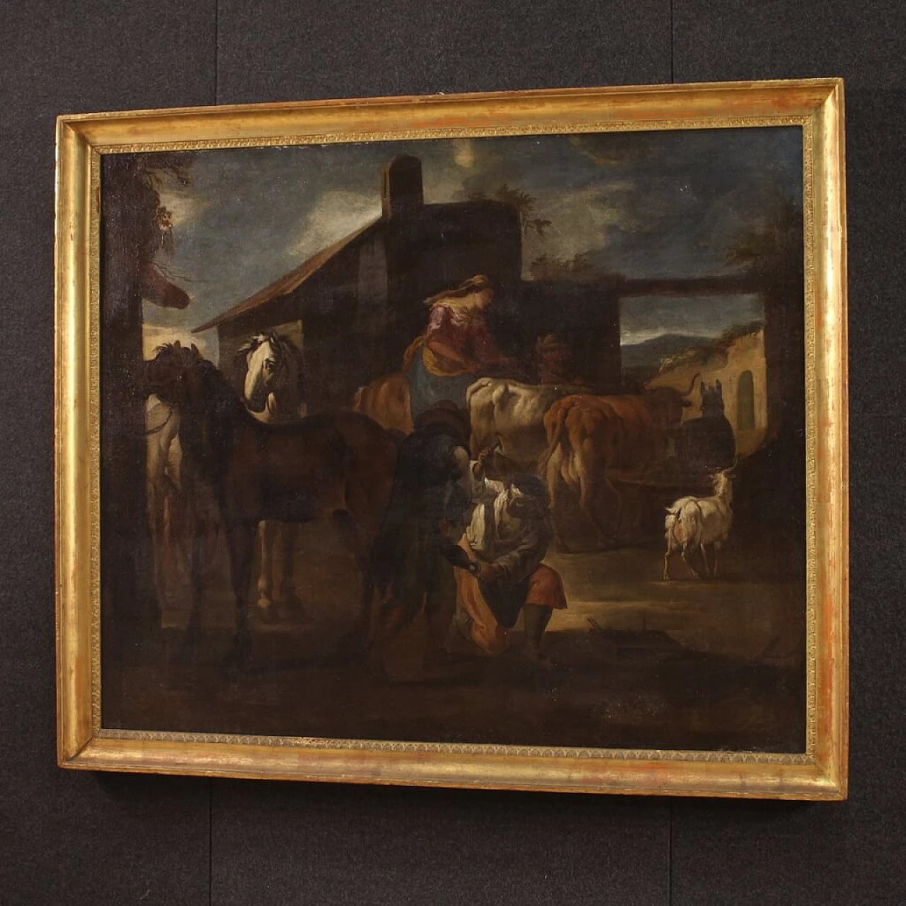 The farrier's shop, oil painting on canvas, 17th century 10
