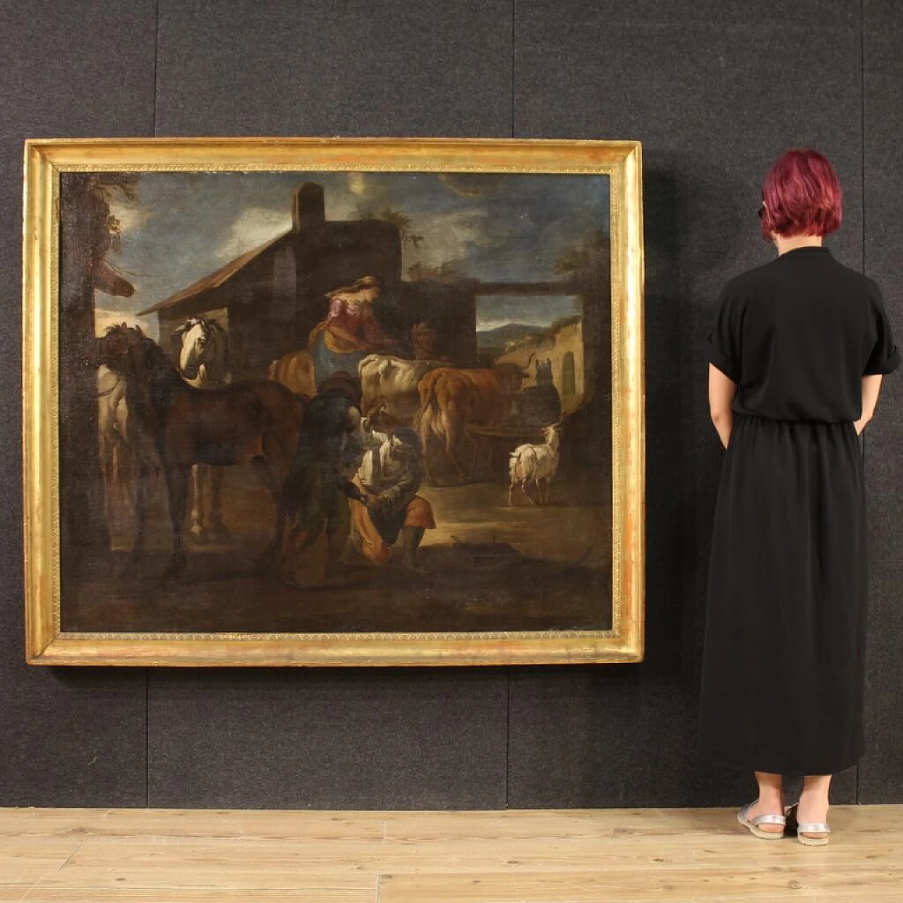 La bottega del maniscalco, dipinto a olio su tela, '600 12