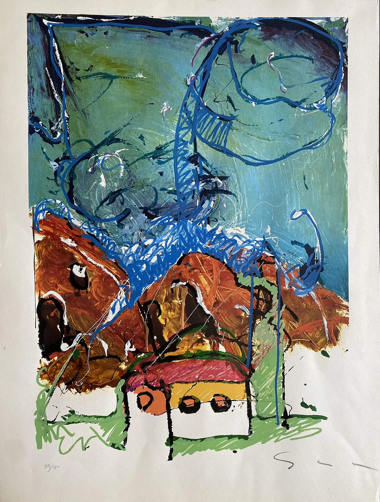 Serigrafia a colori La casa di Schifano, anni '80 1