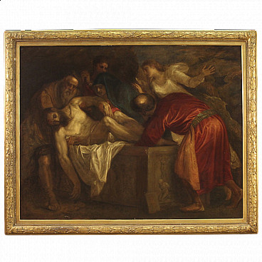 Deposition of Christ in the sepulcher, oil painting on canvas, 1600s