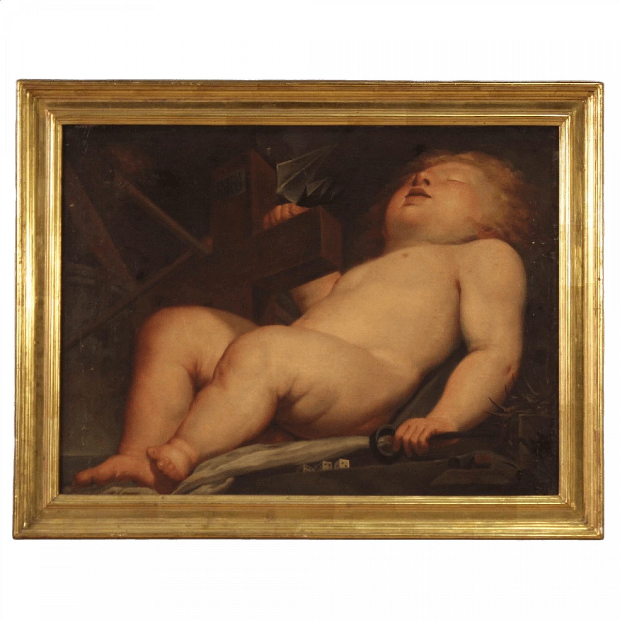 Sleeping Baby Jesus, oil painting on canvas, 18th century 13