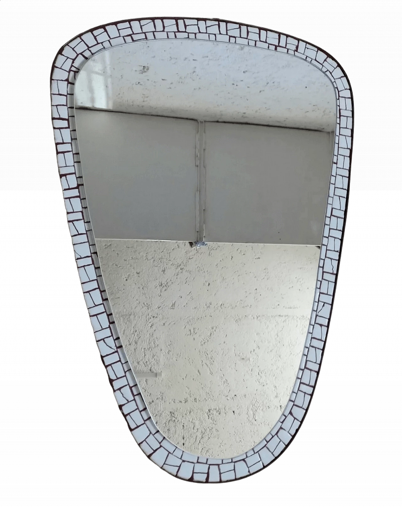 Specchio con cornice a mosaico in ceramica West Germany, anni '70 7