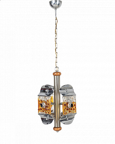 Metal and Murano glass chandelier by Zuccheri for Veart, 1970s