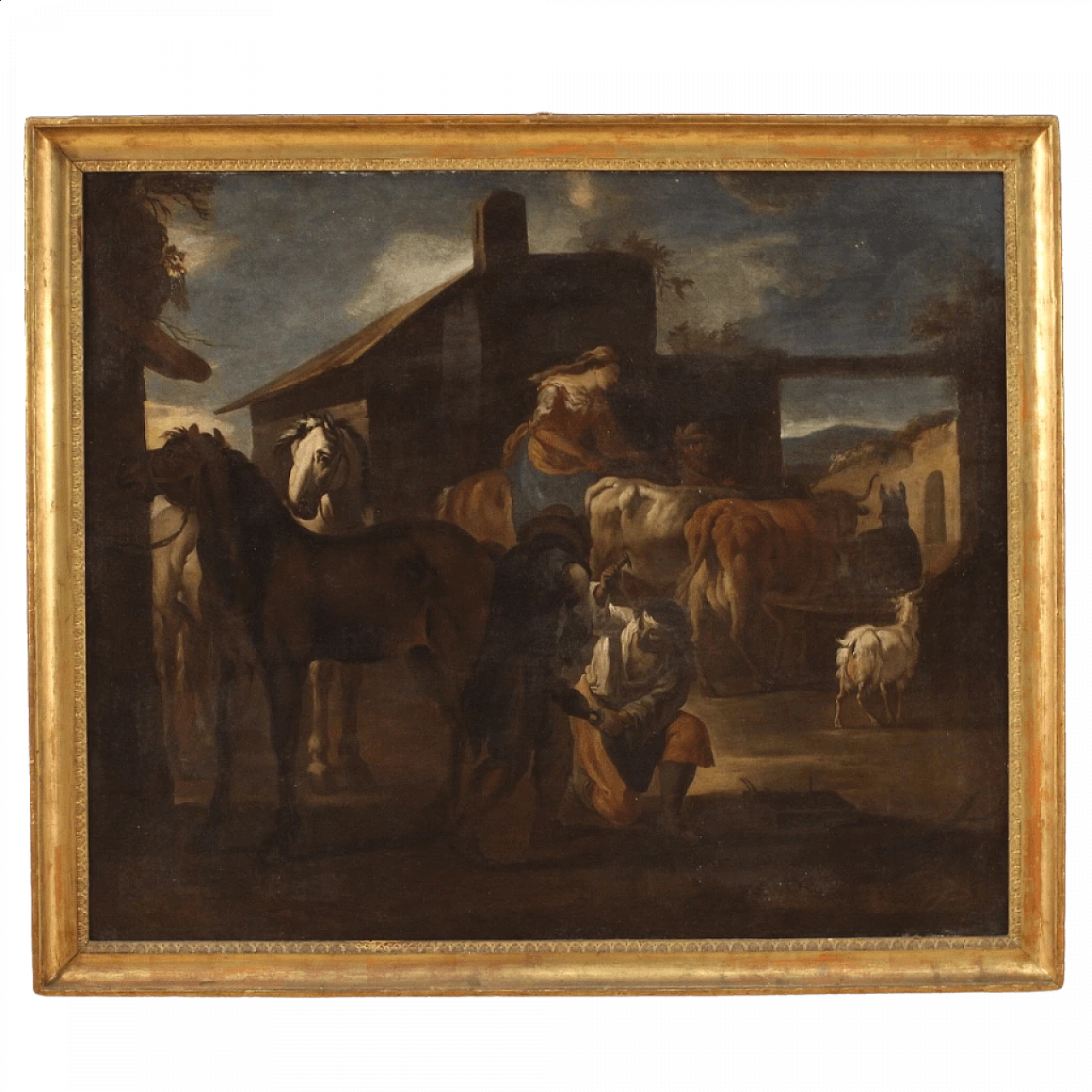 The farrier's shop, oil painting on canvas, 17th century 13