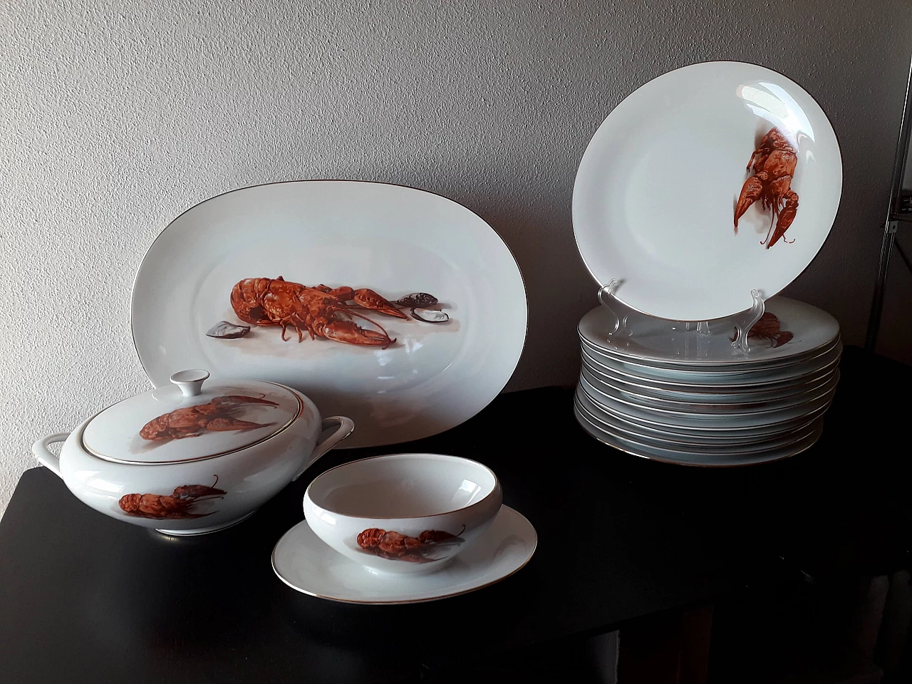 Bavaria Tirschenreuth porcelain service for fish, 1960s 1