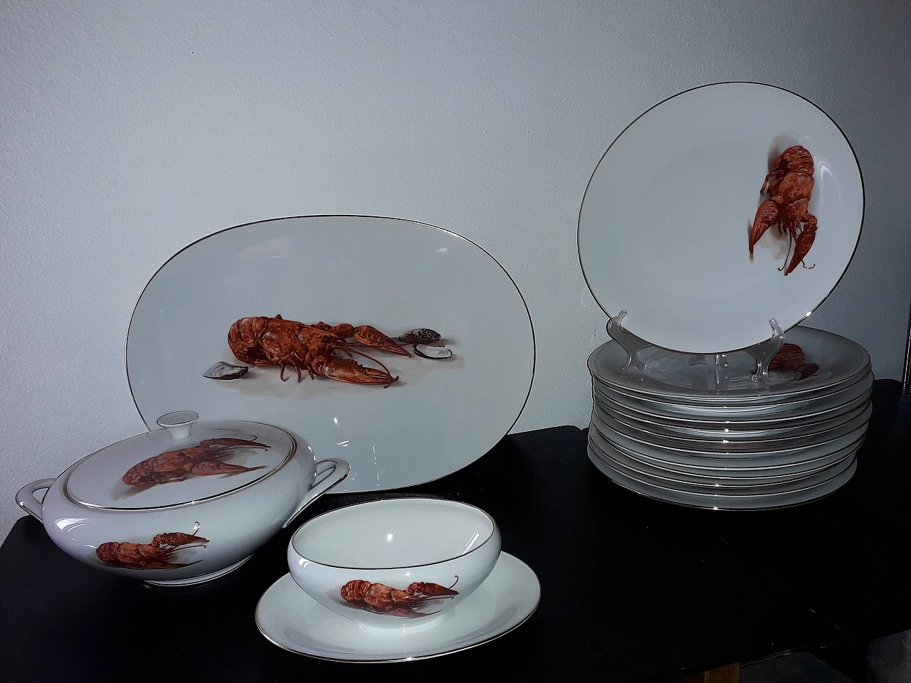 Bavaria Tirschenreuth porcelain service for fish, 1960s 2