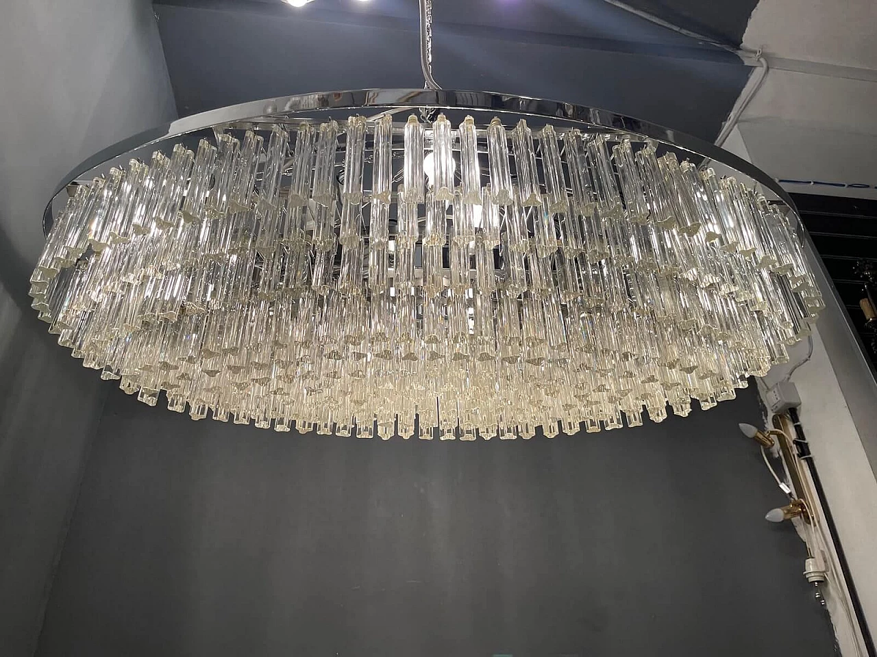 Triedri prism chandelier in Murano glass, 1960s 1