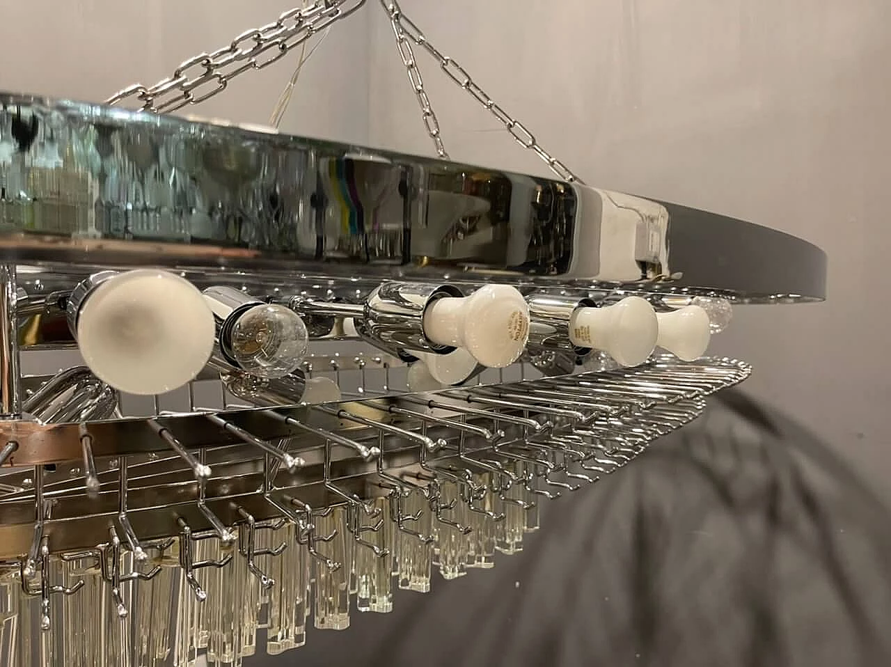 Triedri prism chandelier in Murano glass, 1960s 11