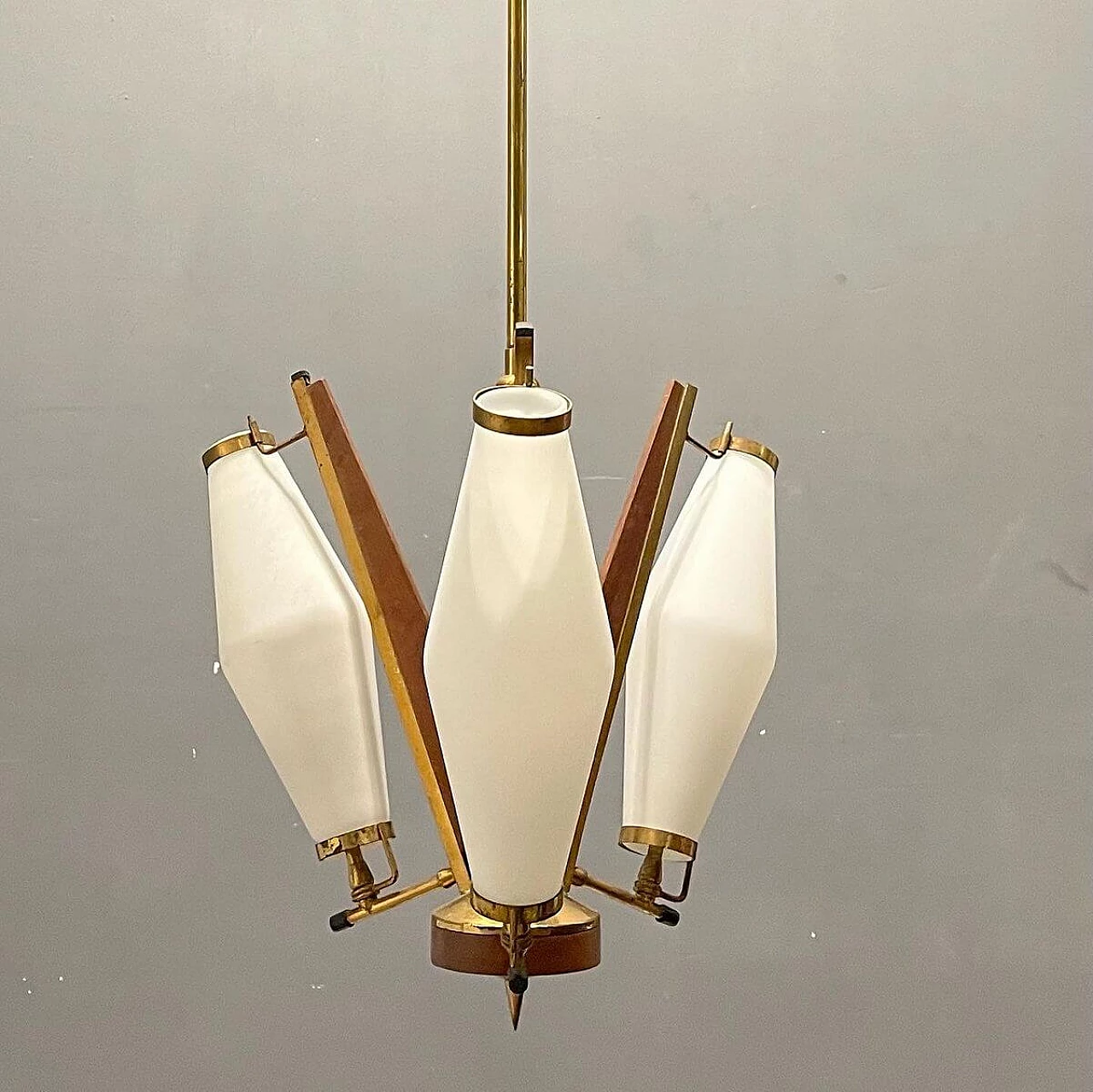 Opaline glass pendant lamp, 1950s 2