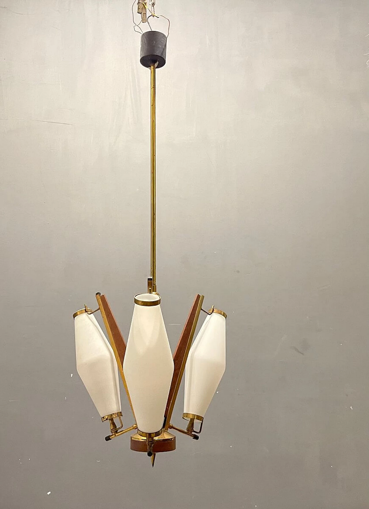 Opaline glass pendant lamp, 1950s 5