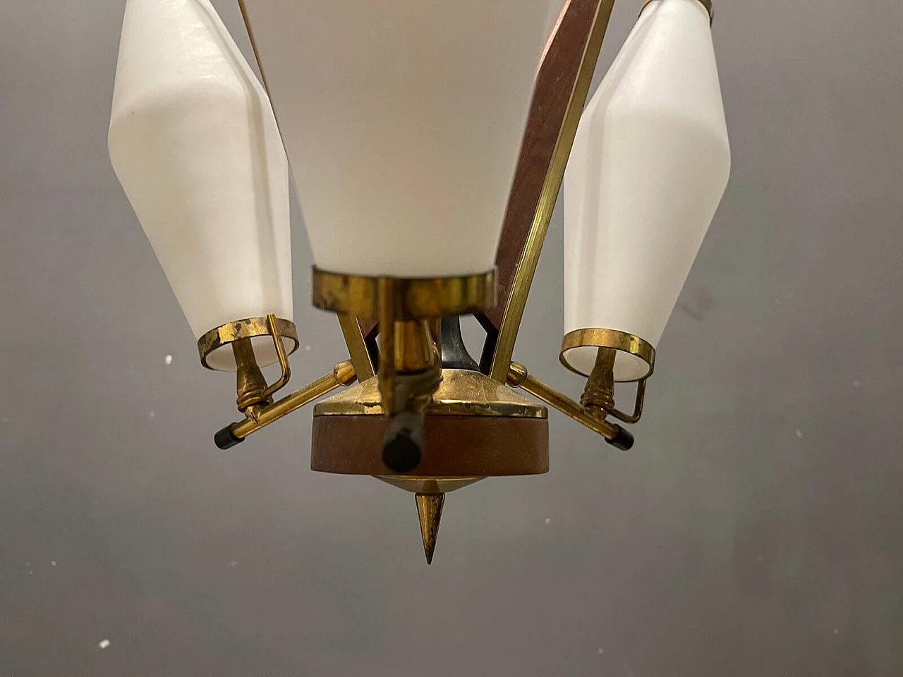 Opaline glass pendant lamp, 1950s 7