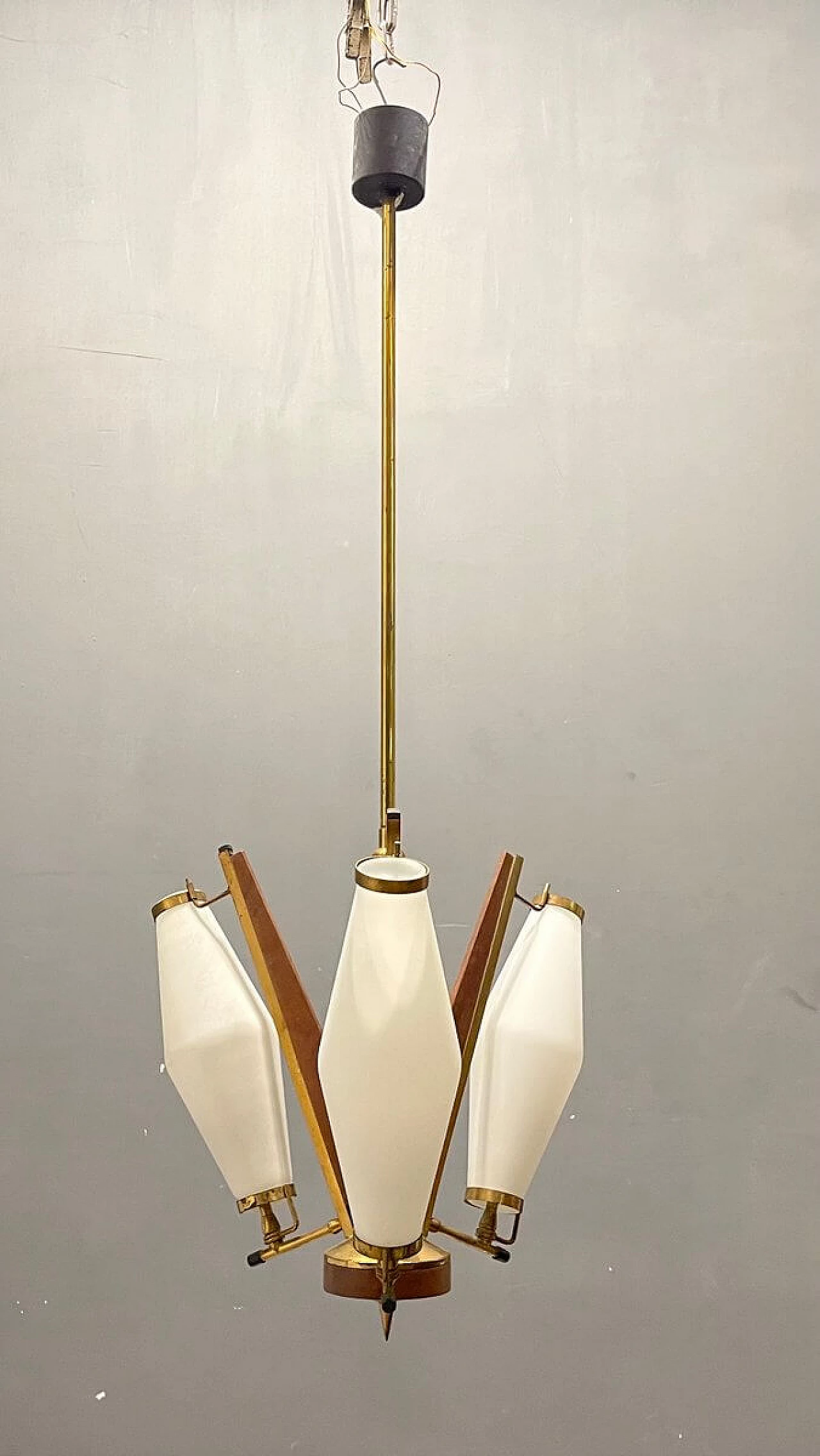 Opaline glass pendant lamp, 1950s 9