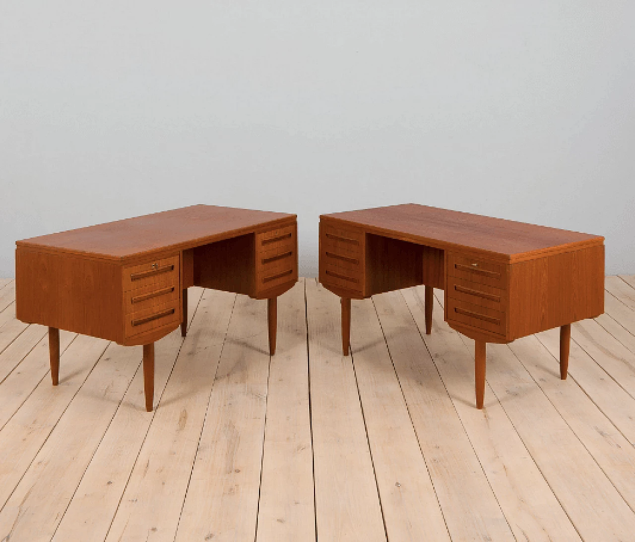 Pair of danish desks in teak by J. Svenstrup for AP Furniture, 1960s 1