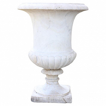 Vaso mediceo in marmo di Carrara bianco, '800