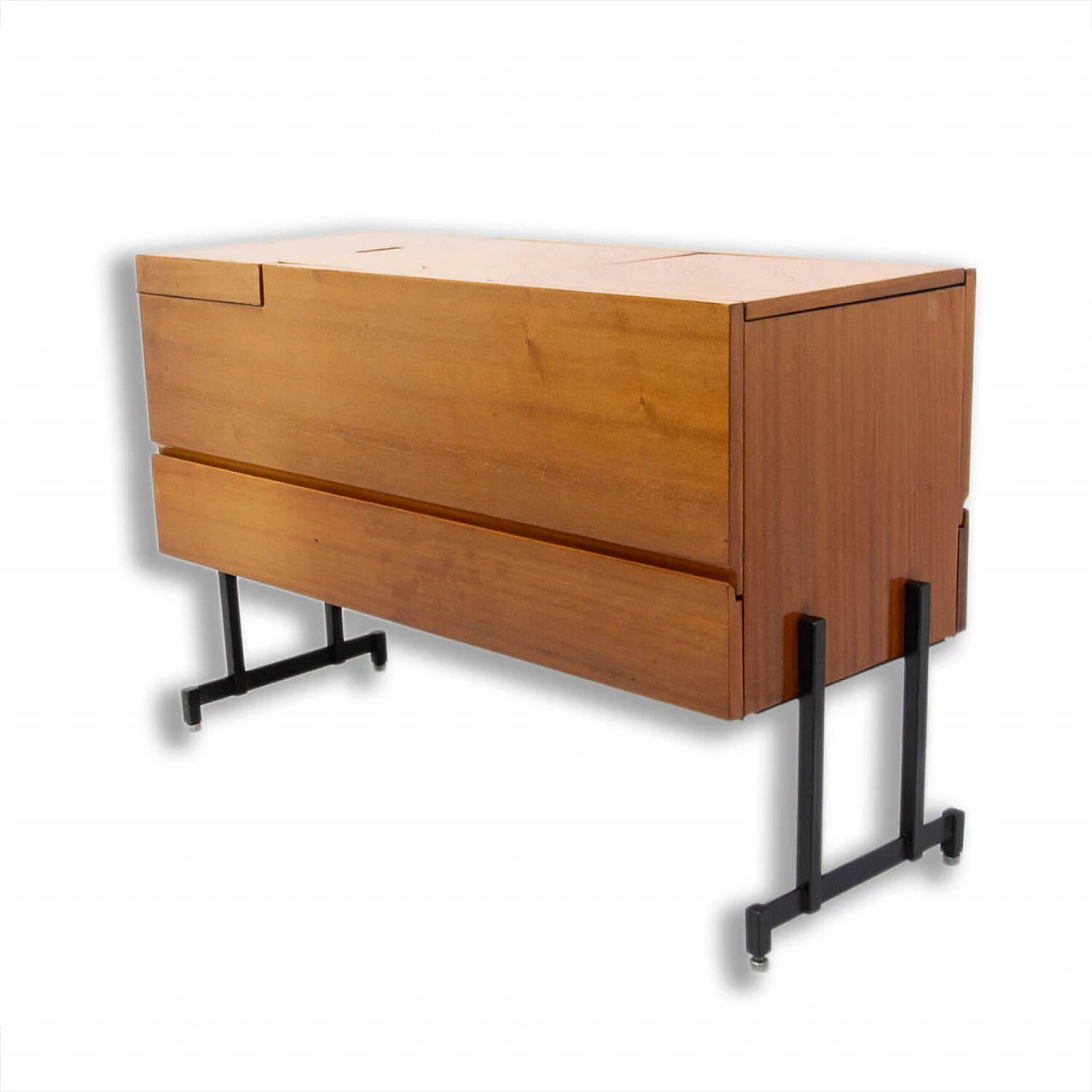 Mobile bar in mogano e gambe in ferro, anni '70 1