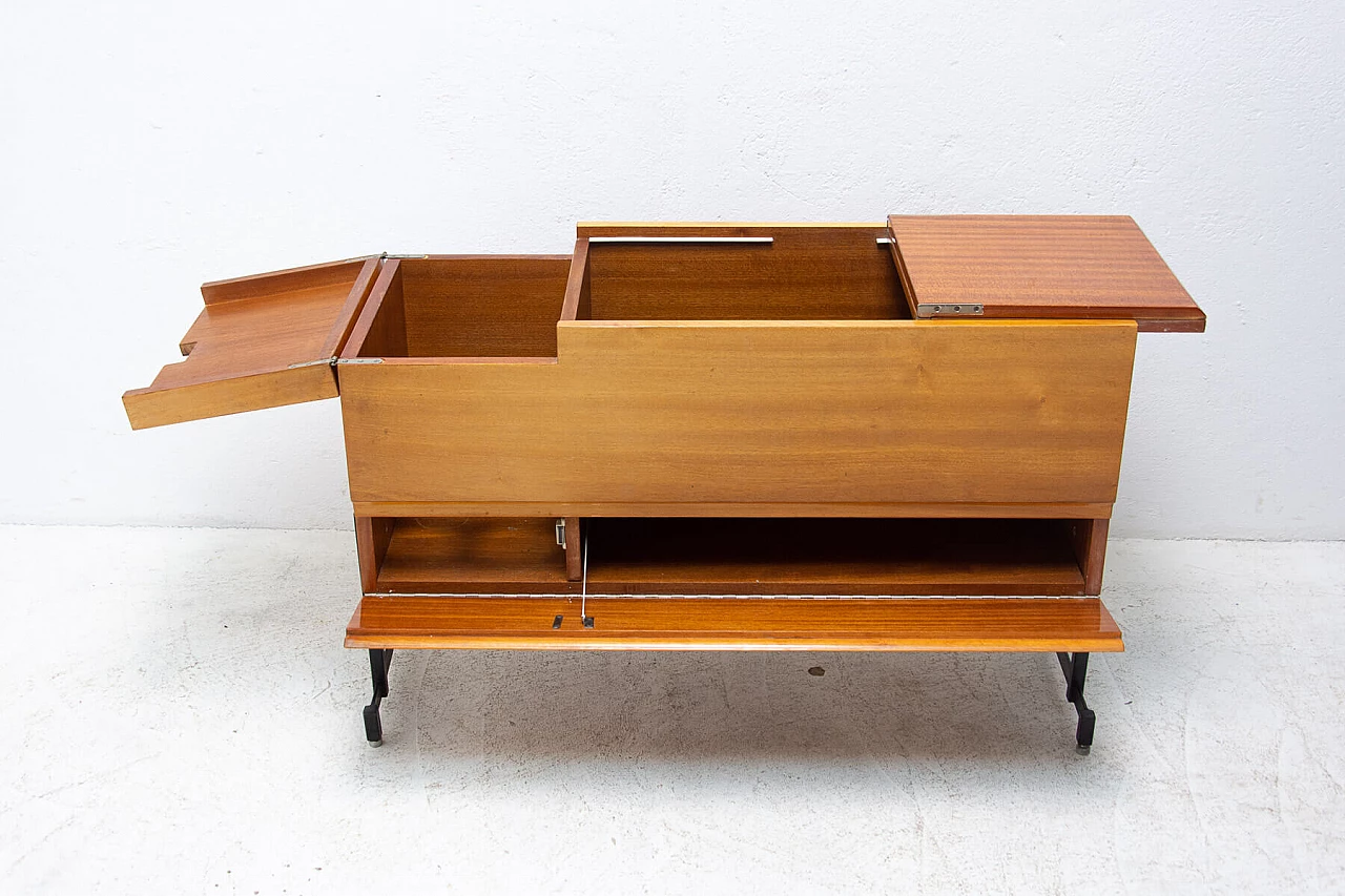 Mobile bar in mogano e gambe in ferro, anni '70 3