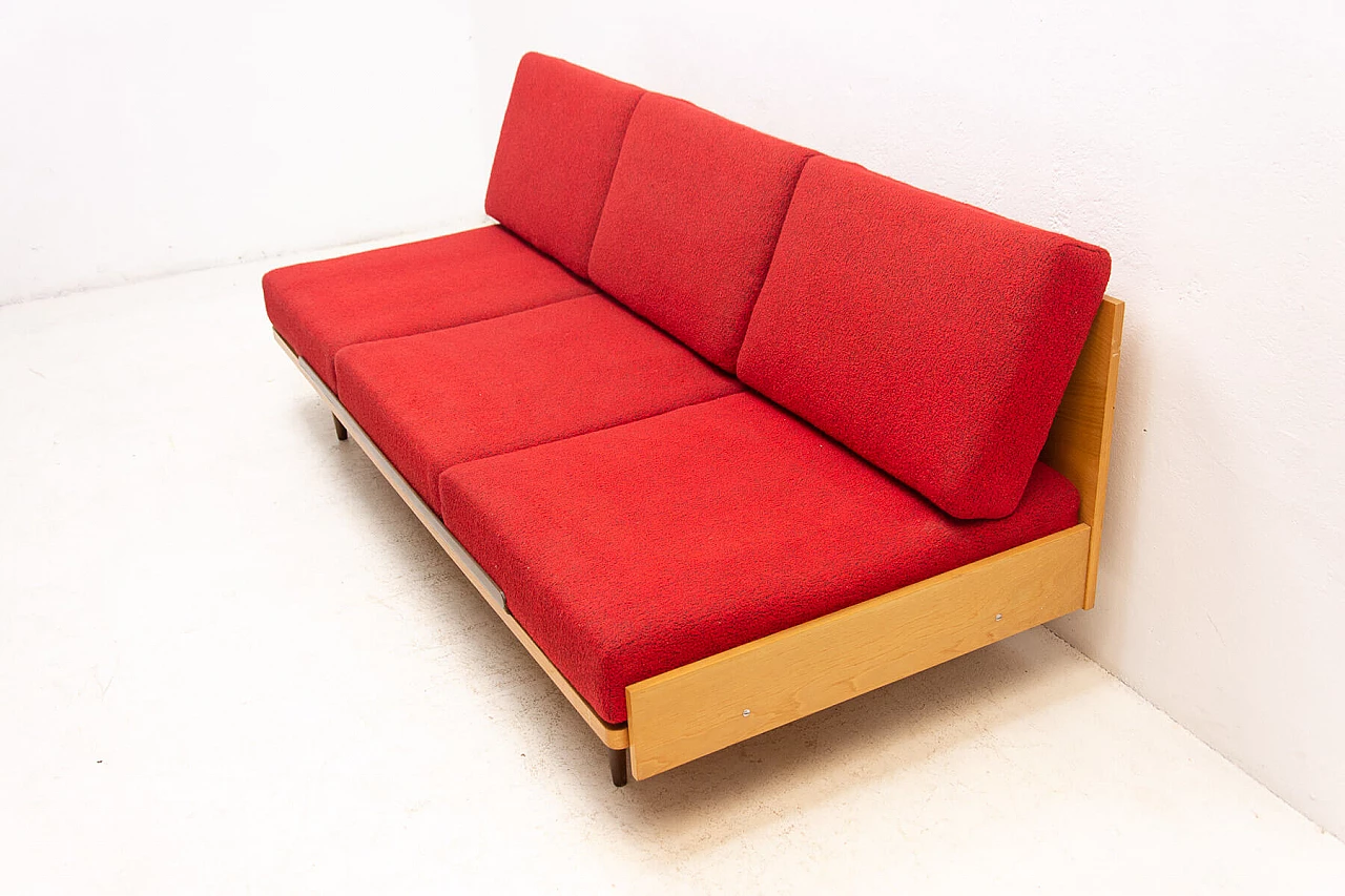 Divano letto pieghevole con struttura in faggio, anni '60 3