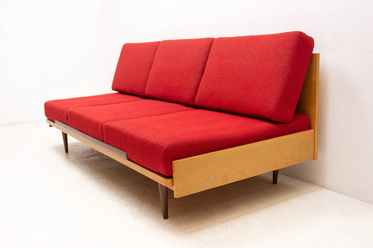 Divano letto pieghevole con struttura in faggio, anni '60 4