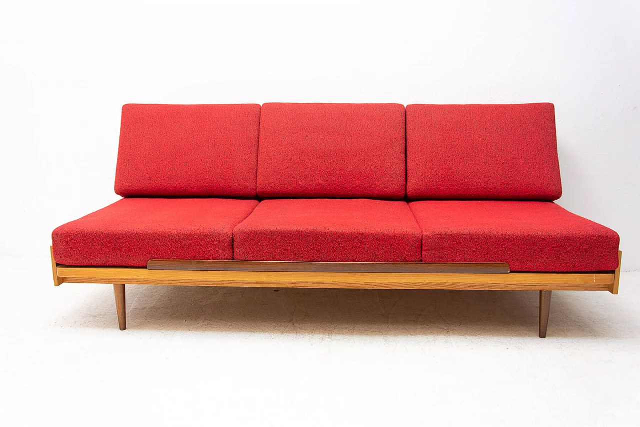 Divano letto pieghevole con struttura in faggio, anni '60 19