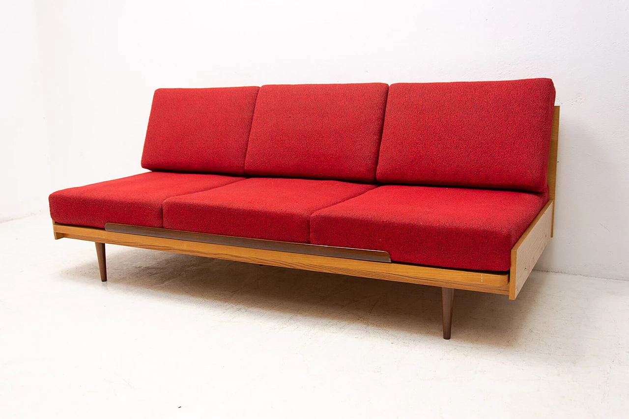 Divano letto pieghevole con struttura in faggio, anni '60 22