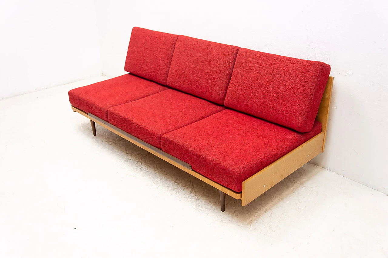Divano letto pieghevole con struttura in faggio, anni '60 23
