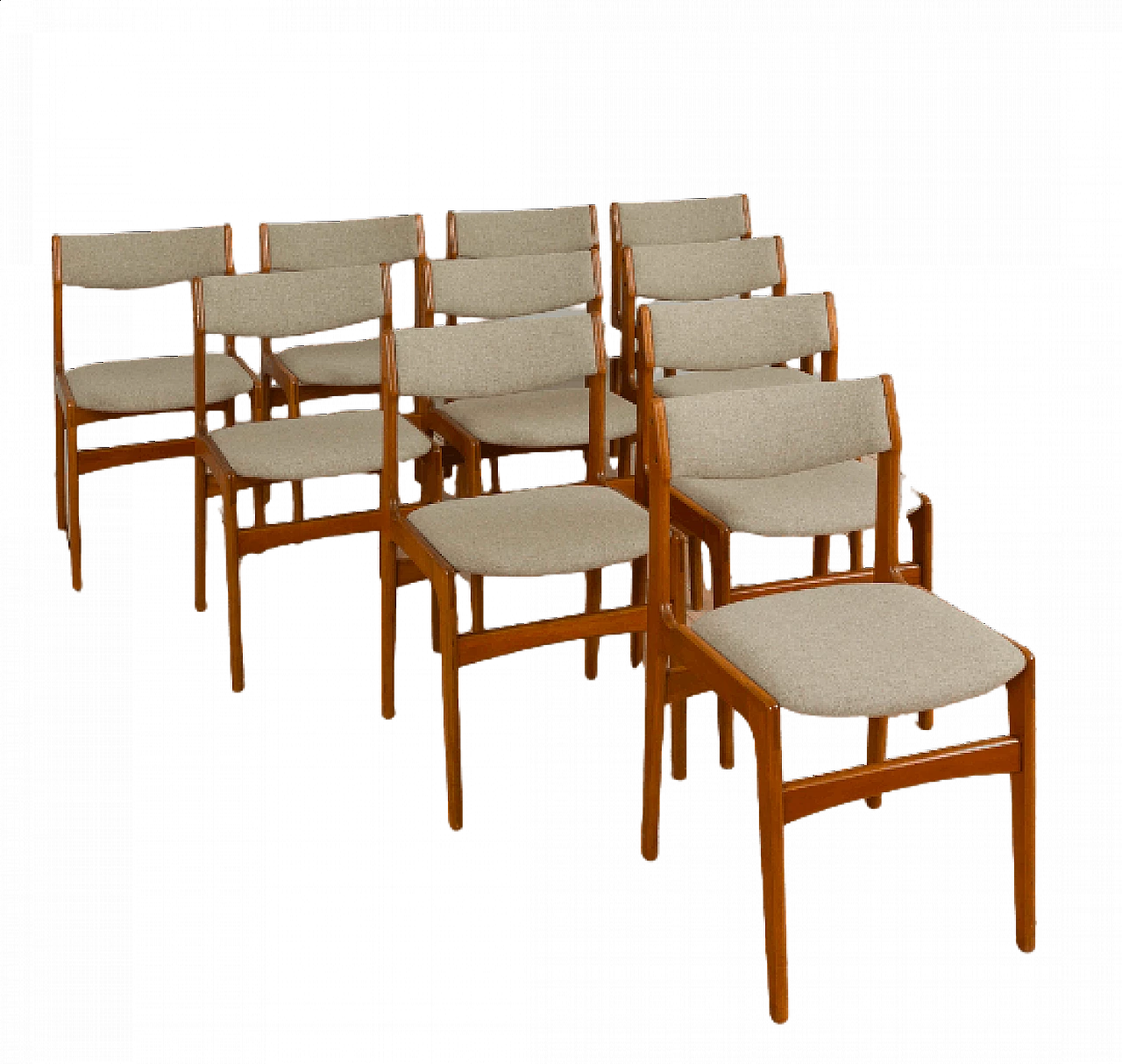 10 Chairs in teak by Erik Buch for Anderstrup Stolefabrik, 1960s 10