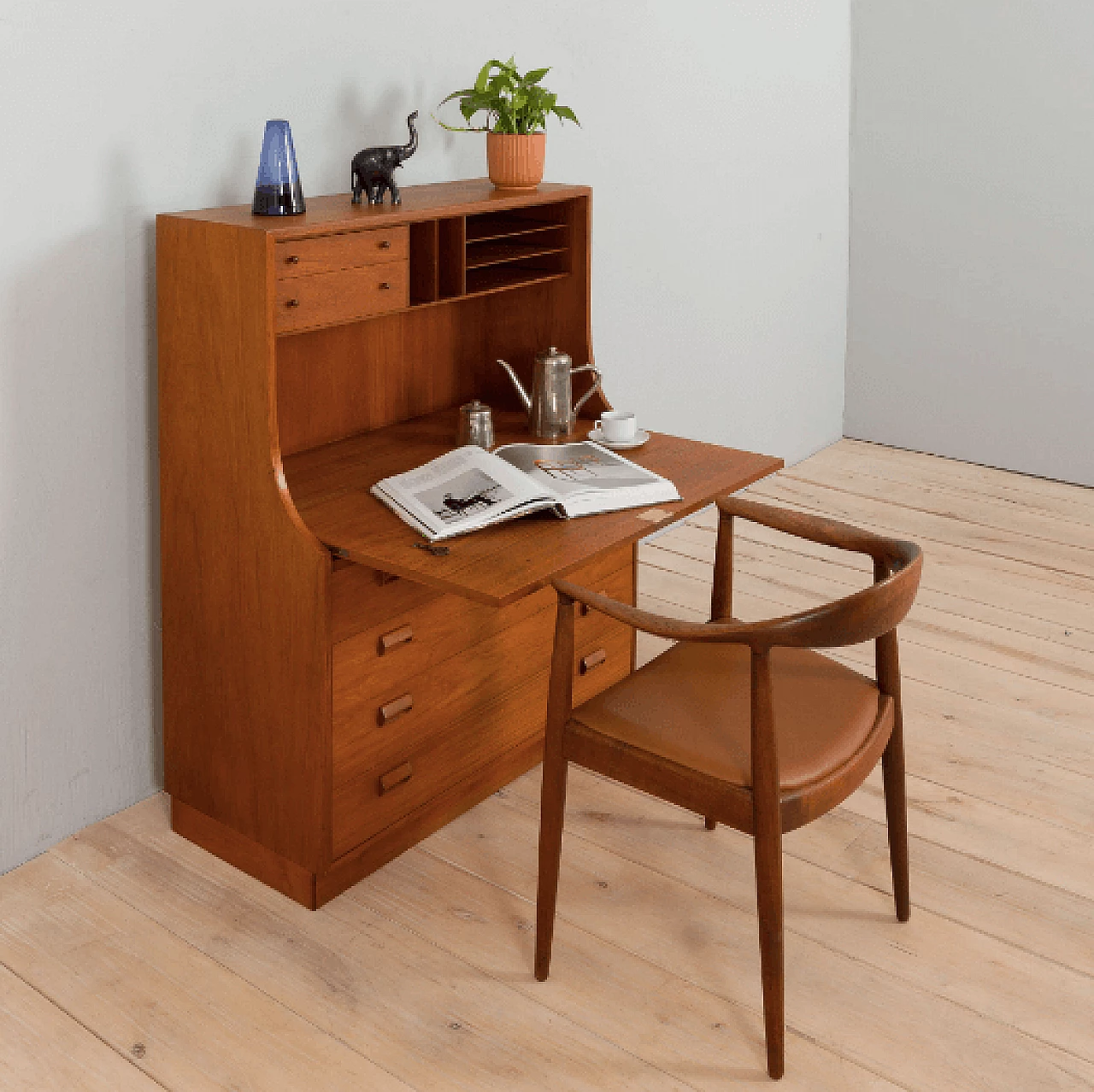 Secretaire in teak di Børge Mogensen per Søborg Møbelfabrik, anni '60 1