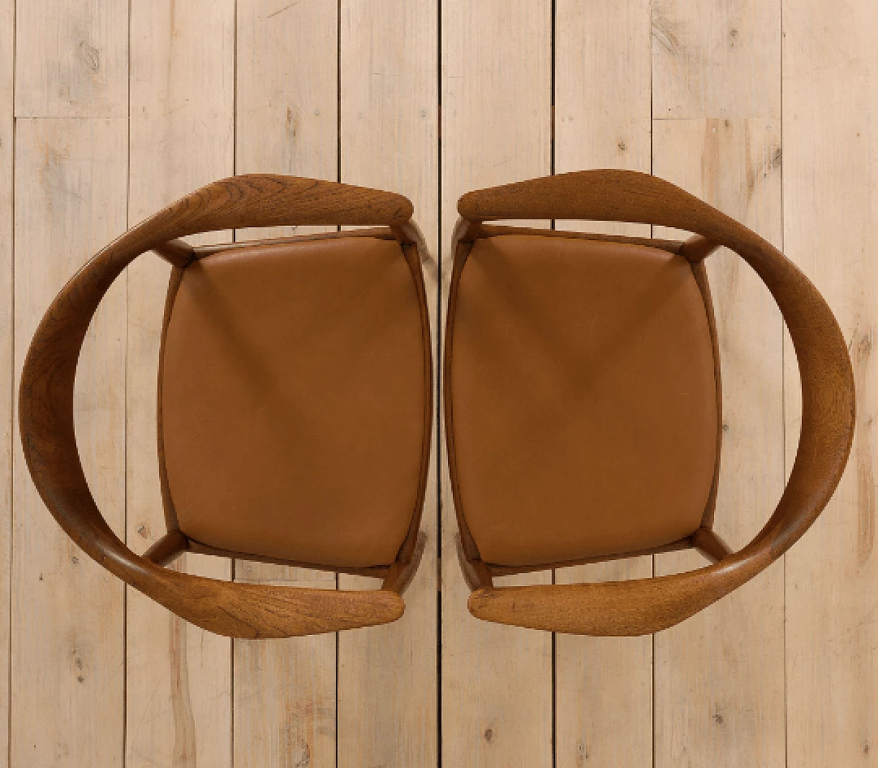 Pair of Model 503 armchairs in teak and leather by Hans Wegner for Johannes Hansen, 1960s 5