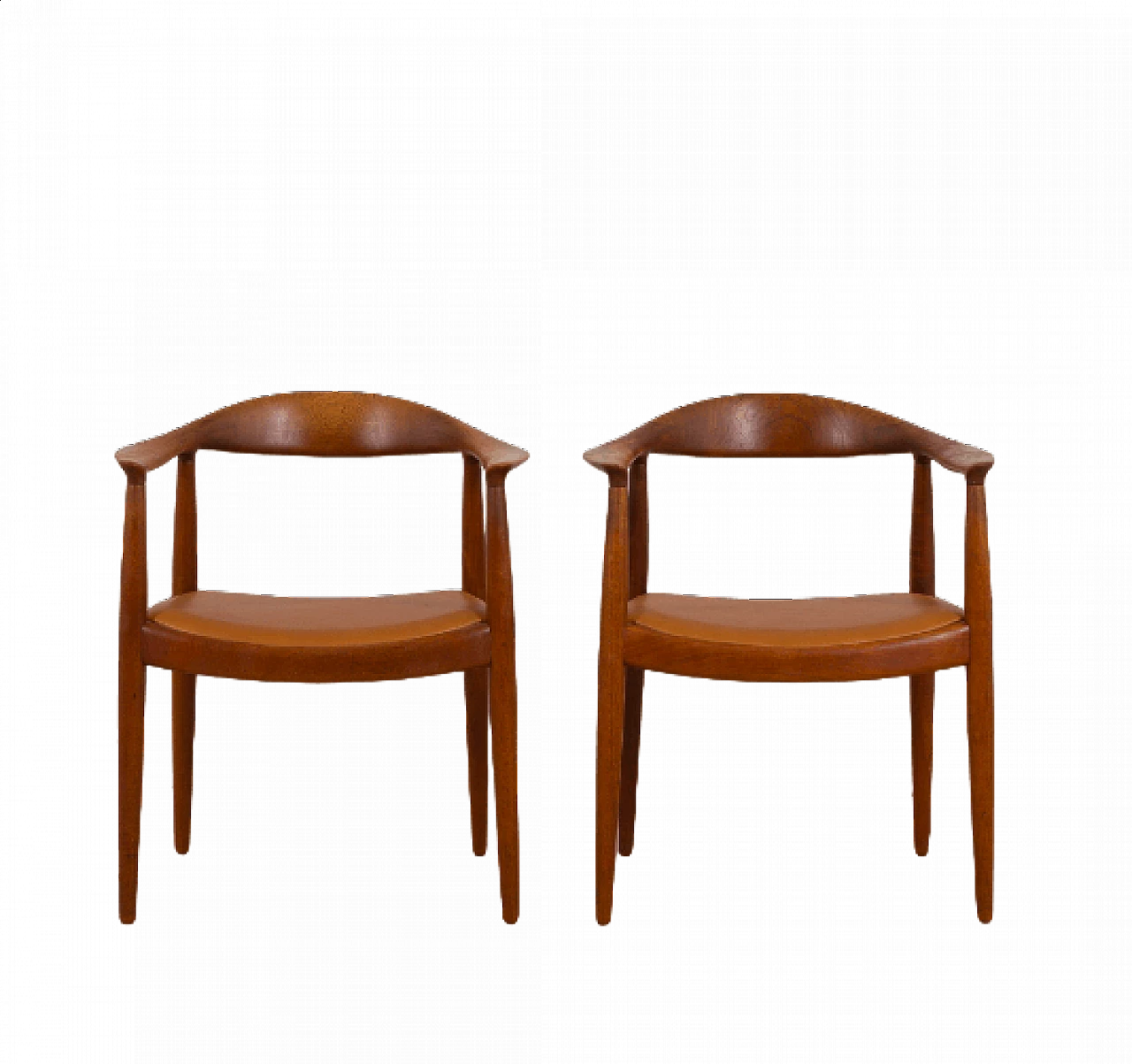 Pair of Model 503 armchairs in teak and leather by Hans Wegner for Johannes Hansen, 1960s 8