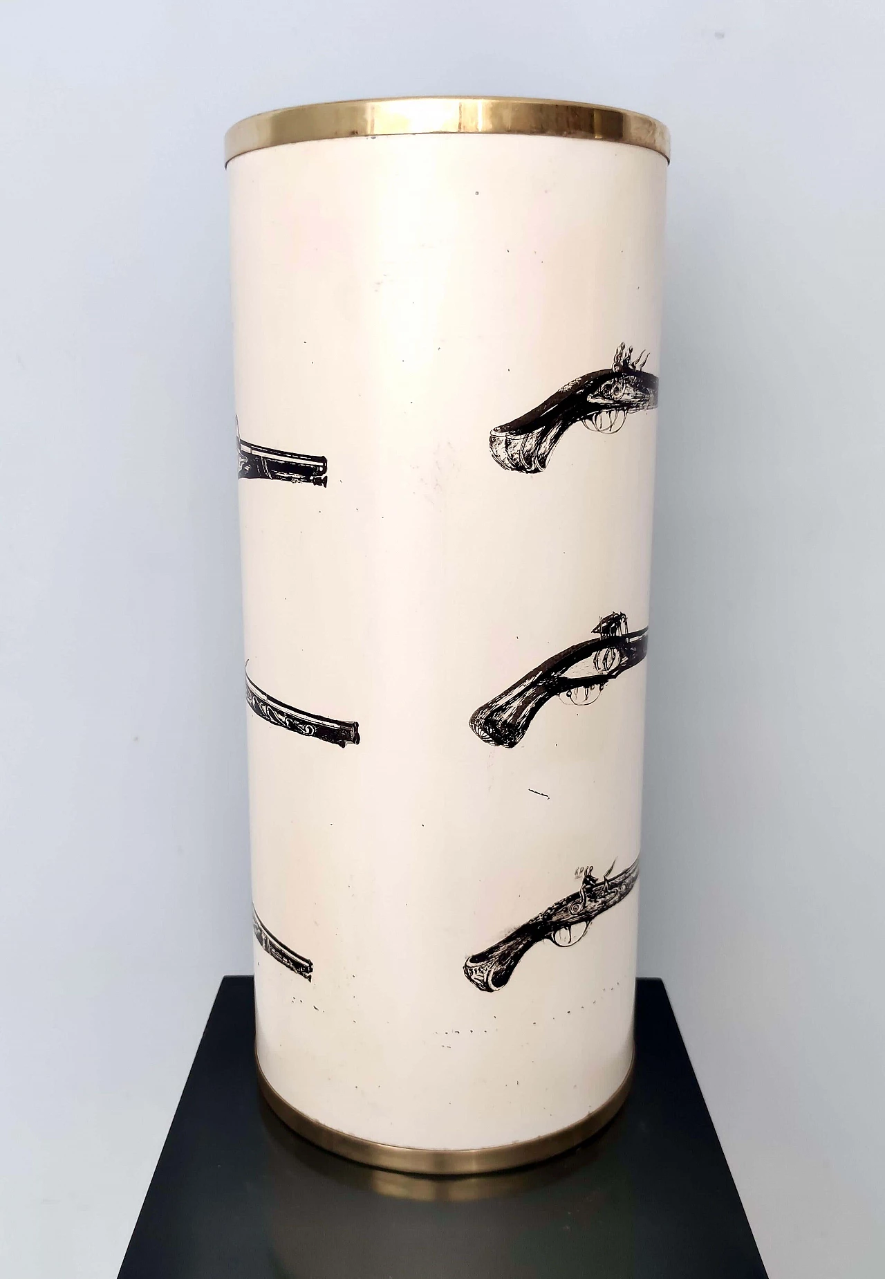 Painted metal umbrella stand attributed to Fornasetti, 1950s 10