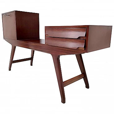 Wooden cabinet in the Parisi style with ash interior, 1950s