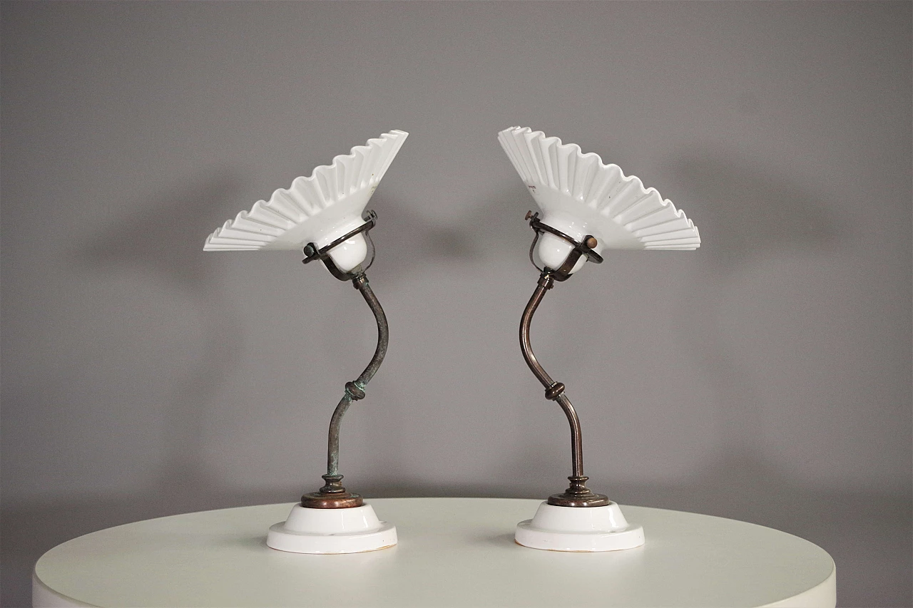 Aldo Bernardi brass and ceramic wall lamps, 1970s 6