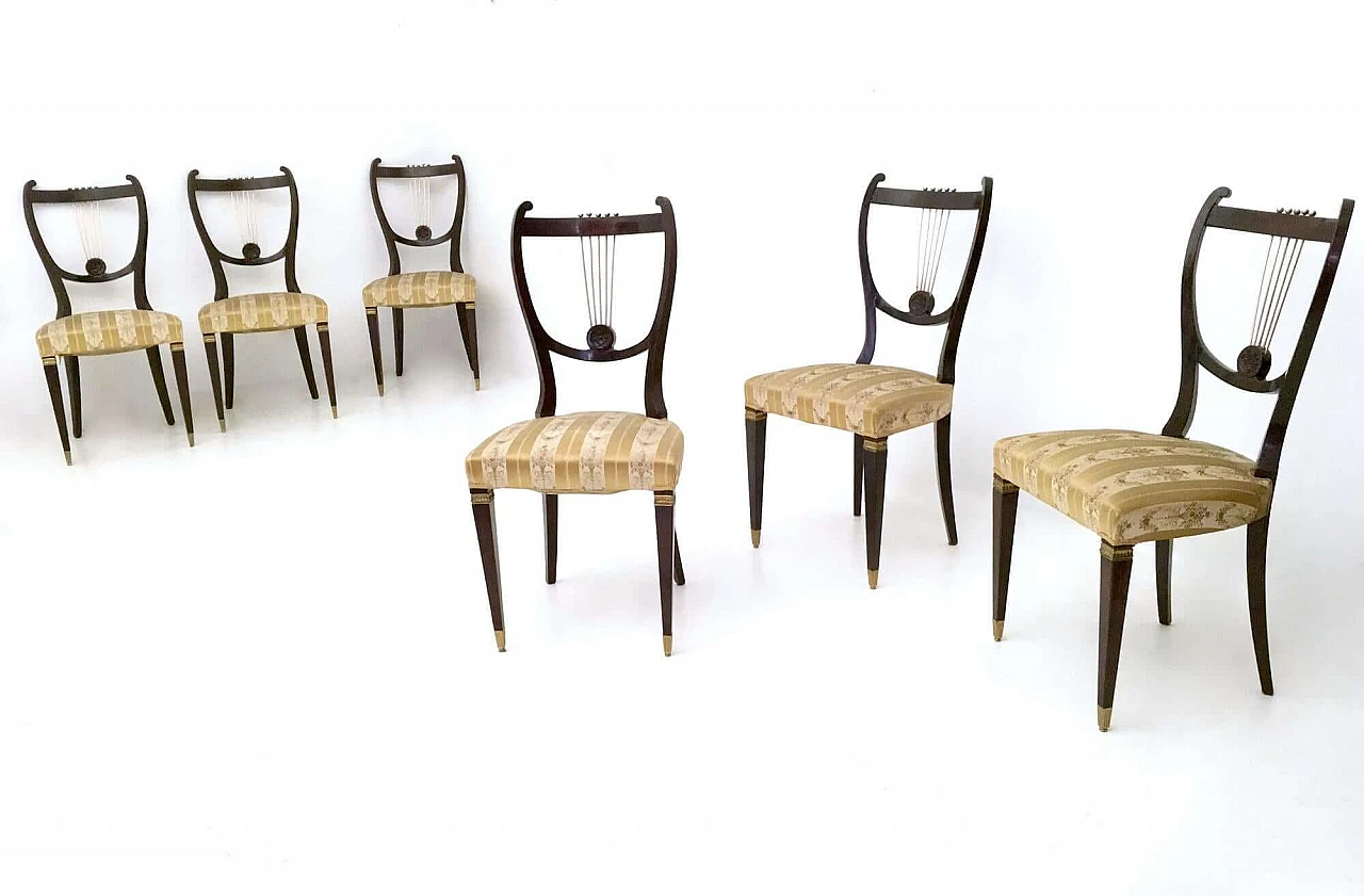 6 Beech chairs with Goldenrod fabric, 1940s 8