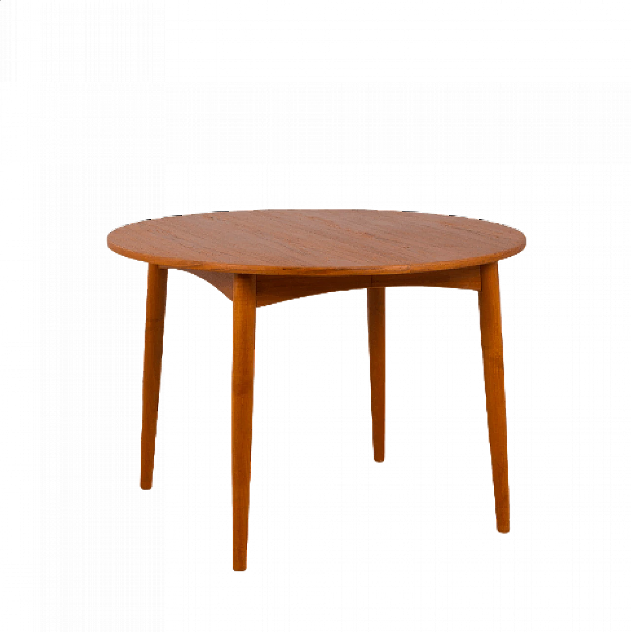 Round extendable table in teak, 1960s 8