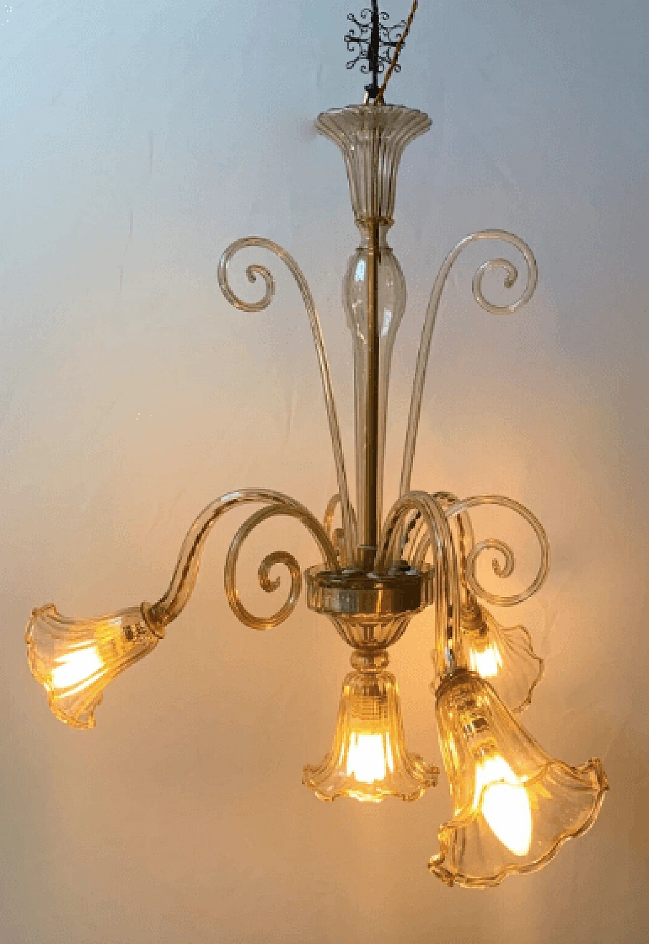 Chandelier in Murano glass by Cappellin Venini, 1930s 2