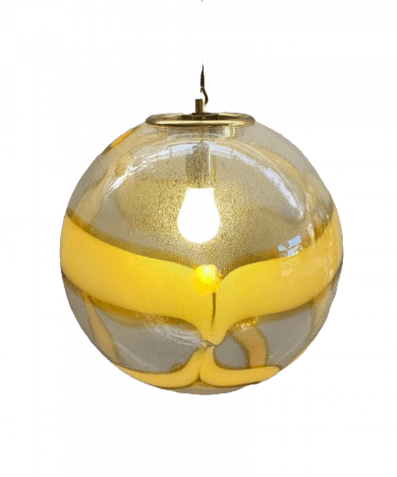 Lampadario a palla in vetro, anni '50 6