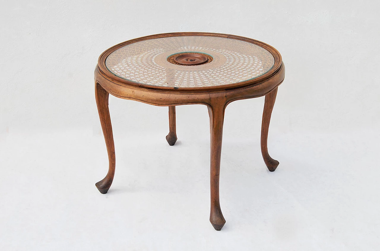 Coffee table in wood and Vienna straw, 1930s 1