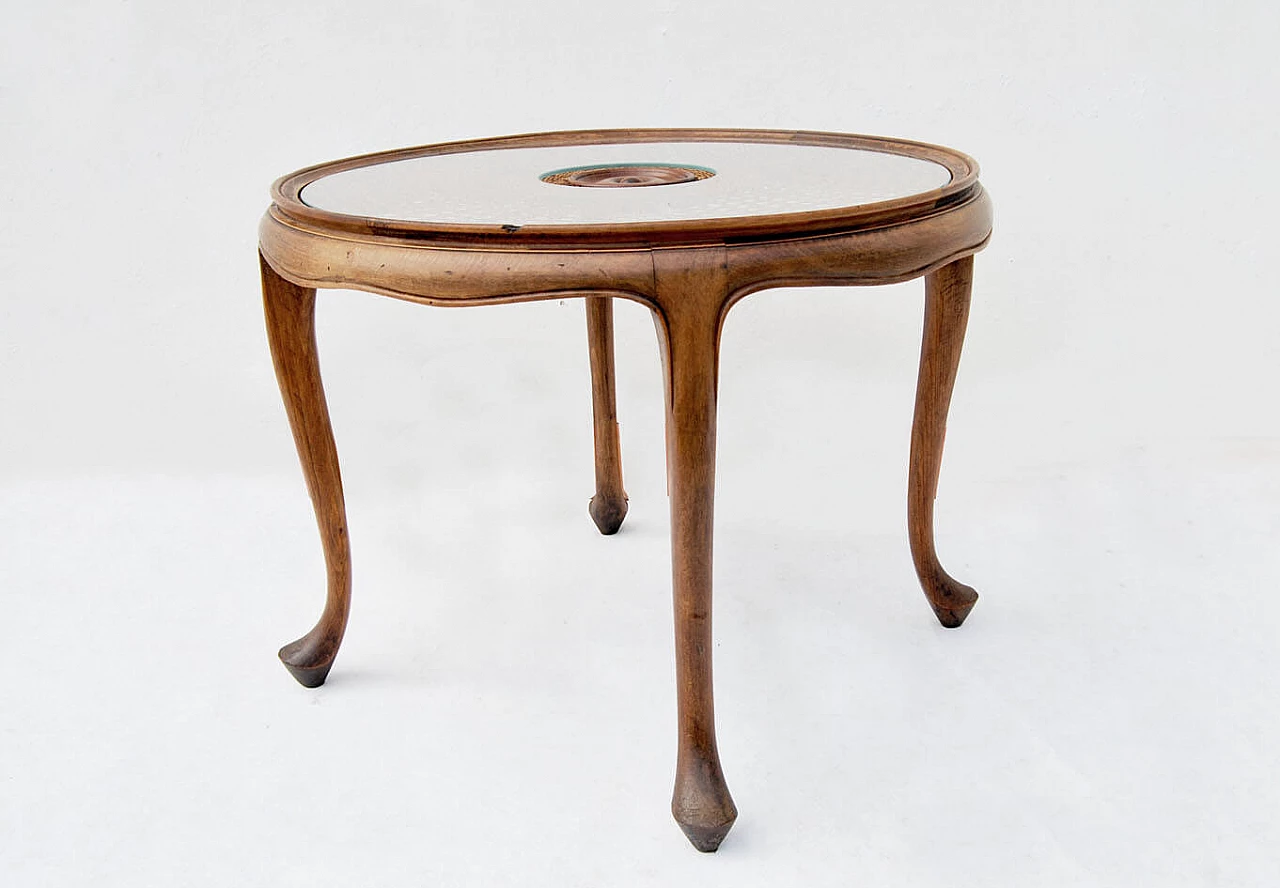 Coffee table in wood and Vienna straw, 1930s 2