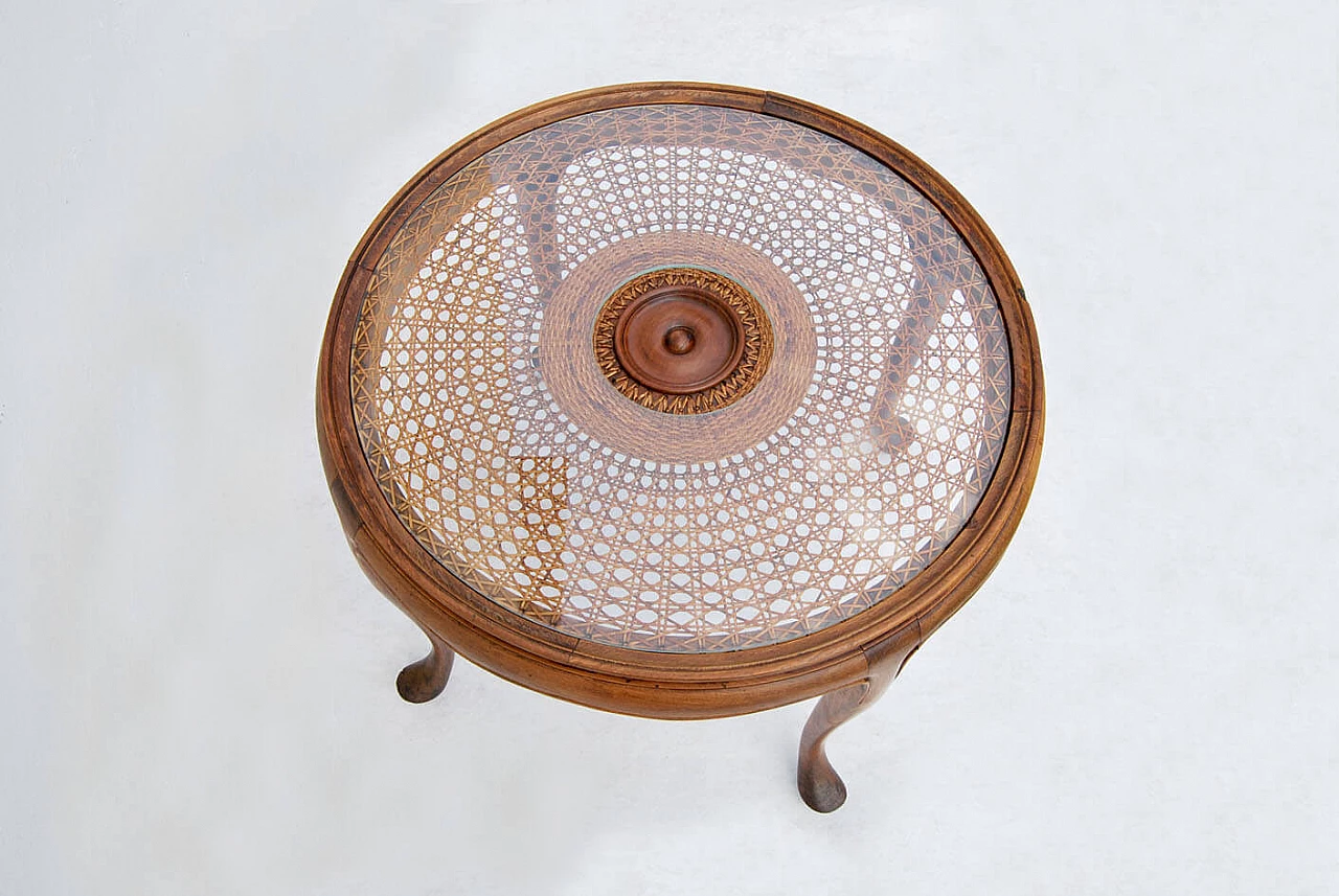 Coffee table in wood and Vienna straw, 1930s 3
