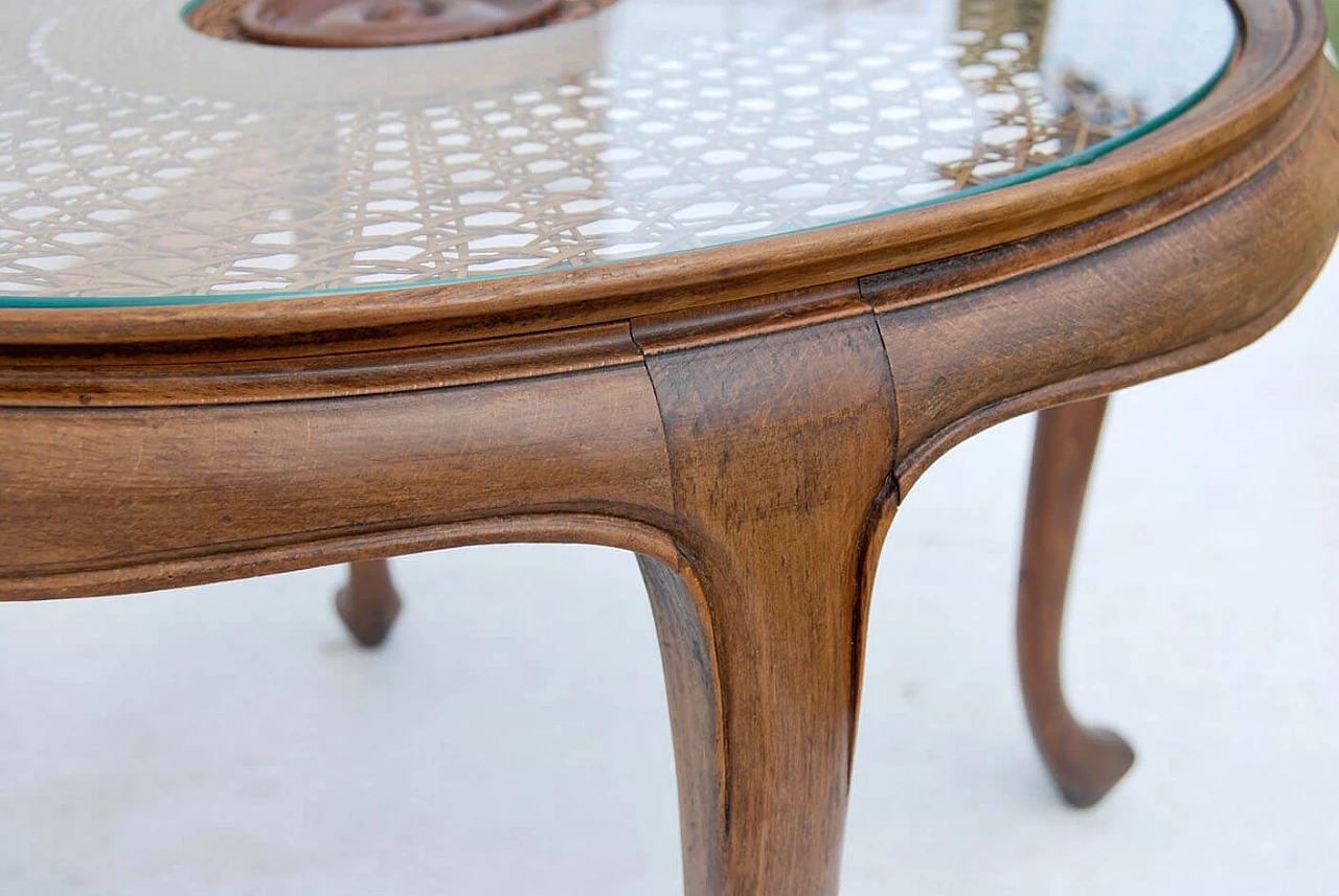 Coffee table in wood and Vienna straw, 1930s 4