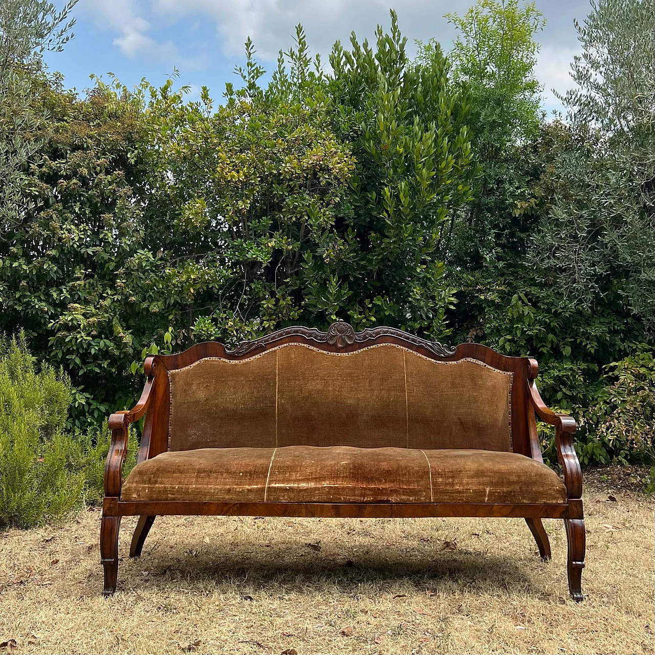 Divano in stile Carlo X in noce, '800 1252760