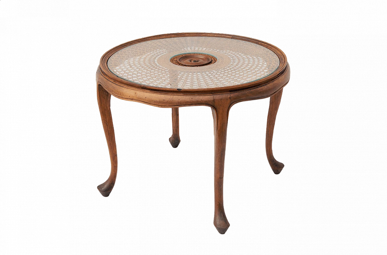 Coffee table in wood and Vienna straw, 1930s 6