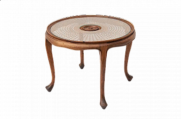 Coffee table in wood and Vienna straw, 1930s