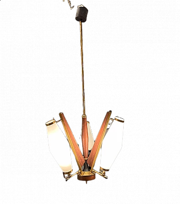 Opaline glass pendant lamp, 1950s