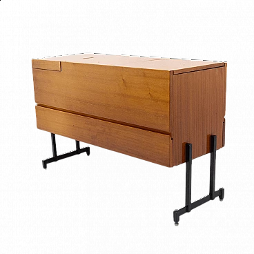 Mobile bar in mogano e gambe in ferro, anni '70