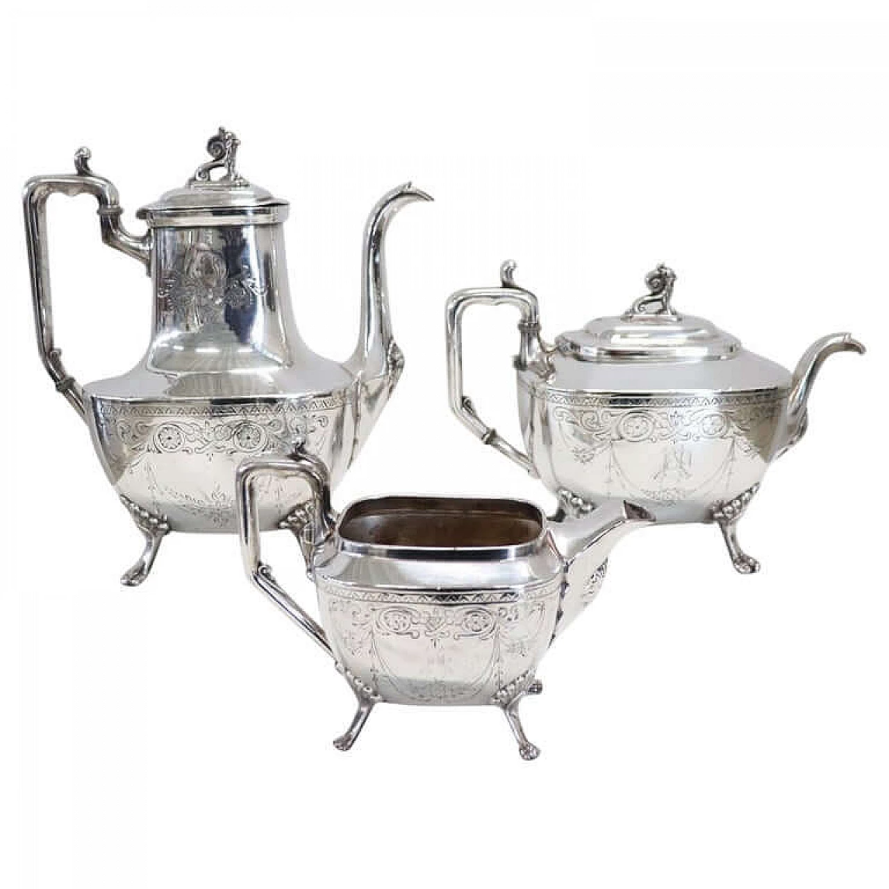 Reed & Barton silver-plated metal tea service, 19th century 1